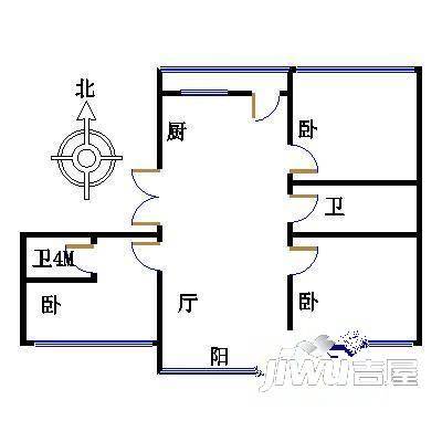 黑大芳洲园2室2厅1卫户型图