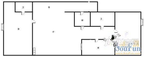 恒运花园3室2厅2卫户型图