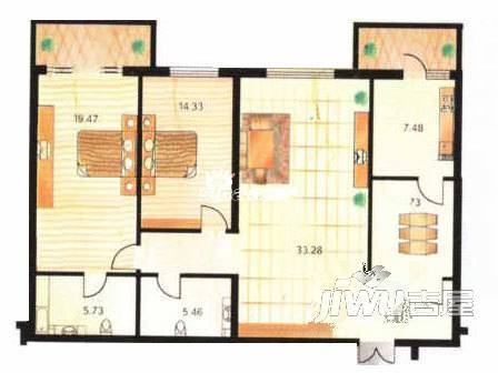 恒运花园3室2厅2卫户型图