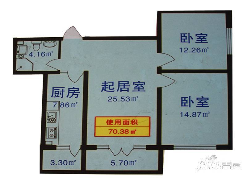 滨江逸品2室2厅1卫70.4㎡户型图