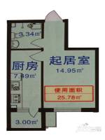 滨江逸品1室0厅1卫25.8㎡户型图