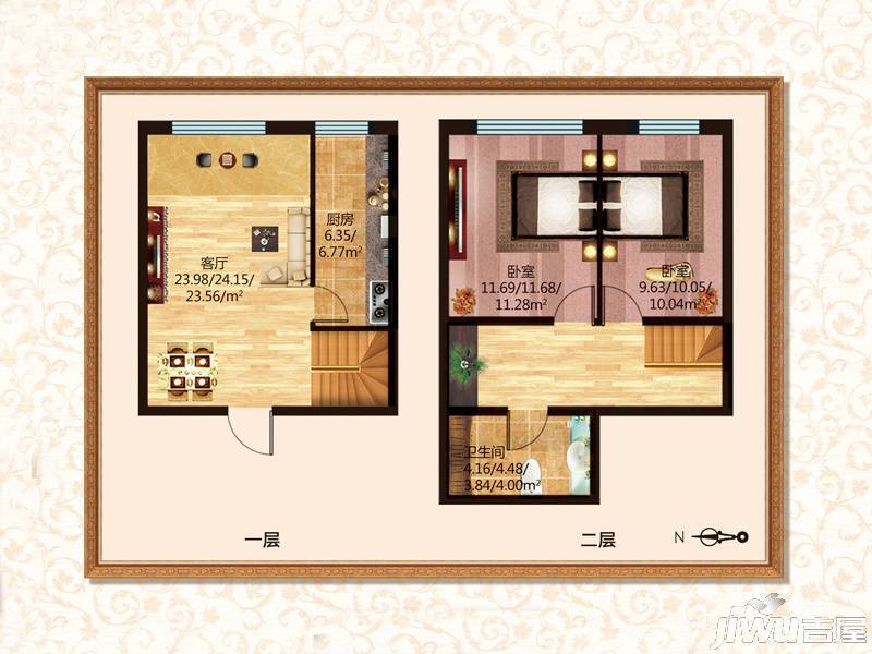 锦绣华城2室2厅1卫72.5㎡户型图