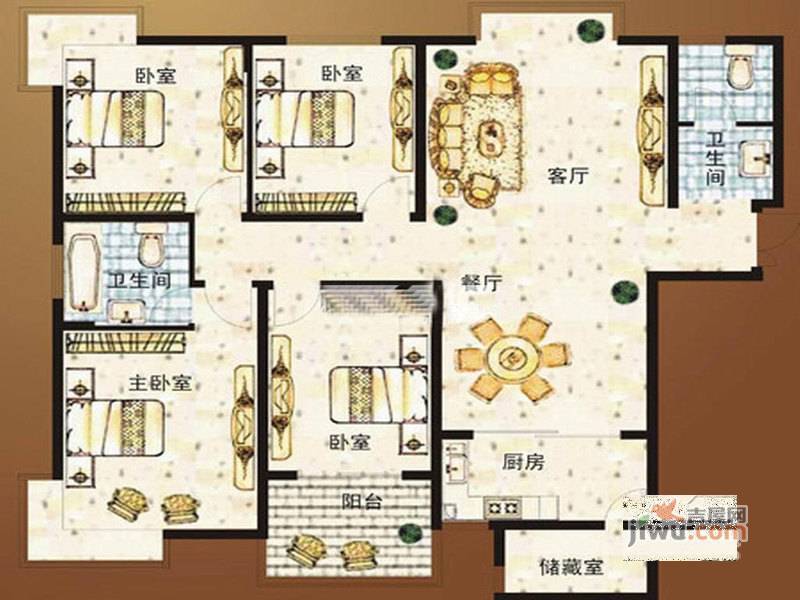 六合之家2室2厅1卫93.8㎡户型图