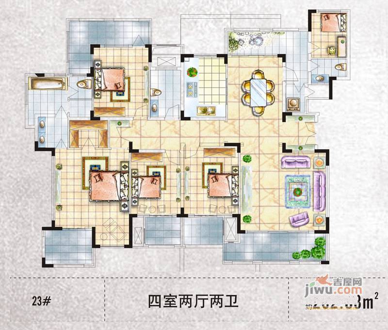 联盟新城七期4室2厅2卫232.6㎡户型图