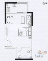 嘉辰时代公寓1室0厅1卫40.2㎡户型图