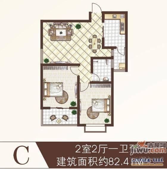 珠江荣景3室2厅1卫115.1㎡户型图