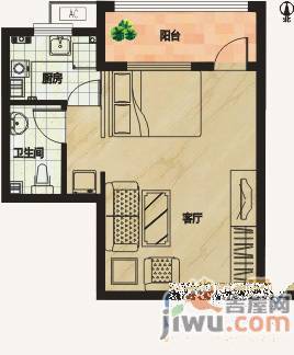 非常SOHO2室1厅1卫69.1㎡户型图