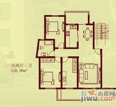 中苑名都2室1厅1卫60㎡户型图