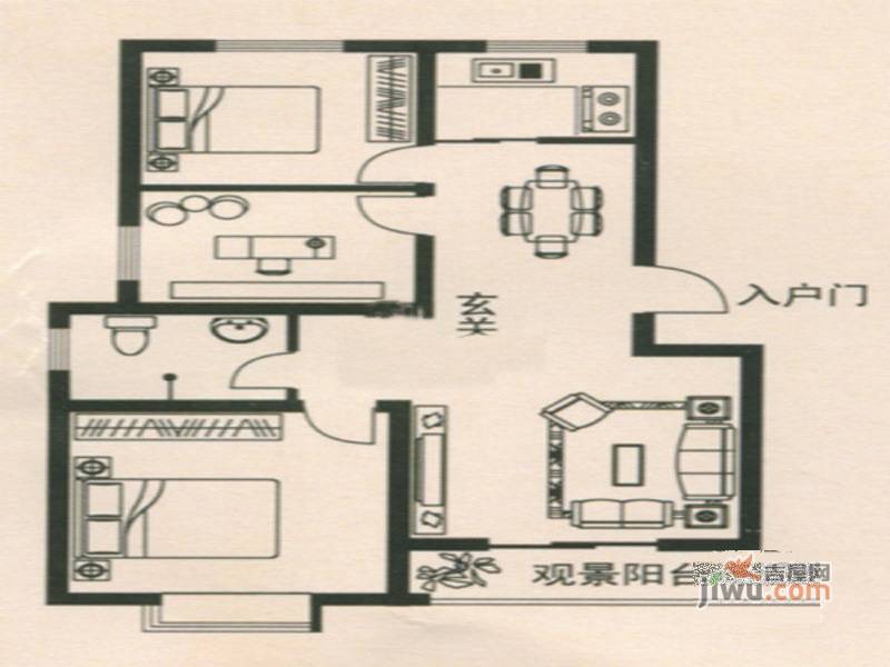 瑞隆城1室1厅1卫户型图