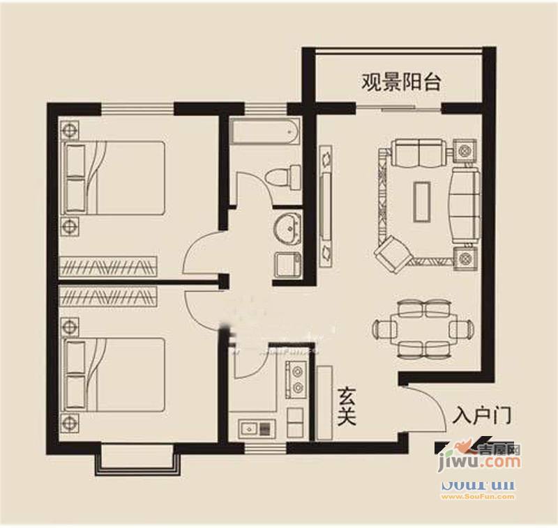 瑞隆城1室1厅1卫户型图