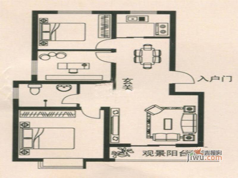 瑞隆城1室1厅1卫户型图