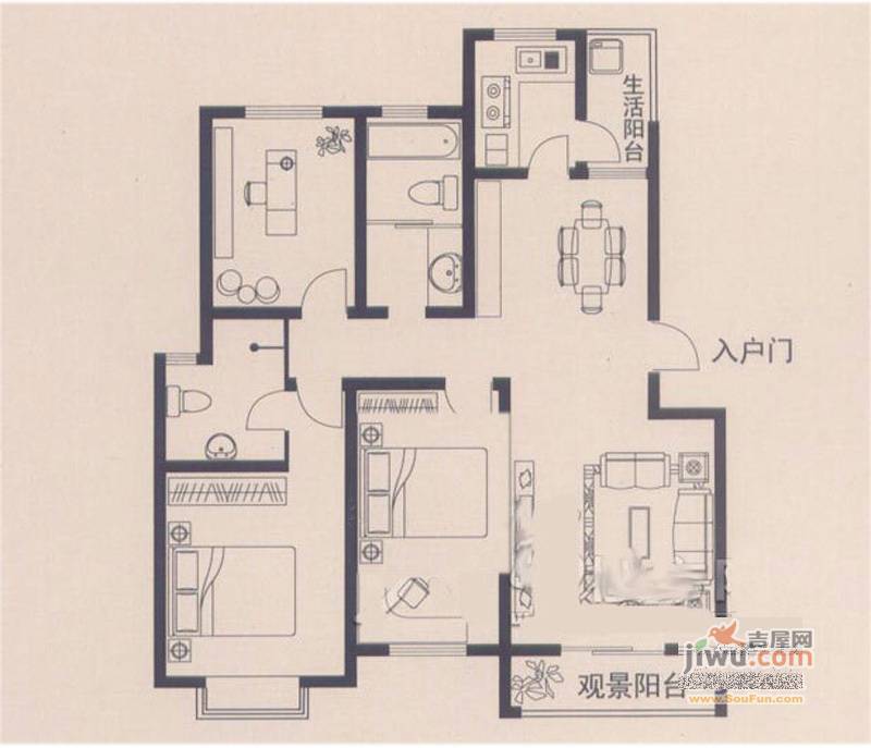 瑞隆城1室1厅1卫户型图