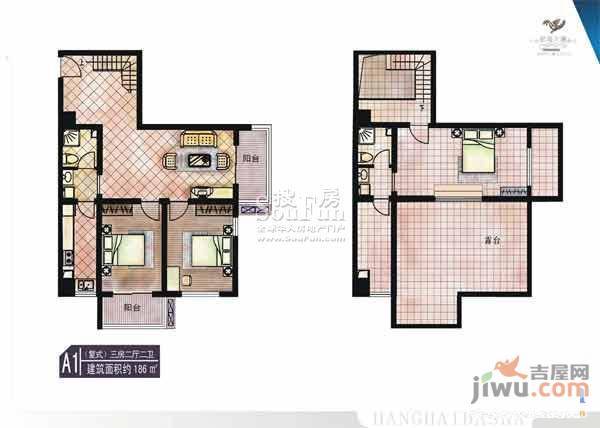 航海大厦3室2厅1卫130㎡户型图