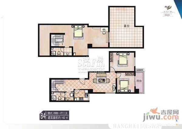 航海大厦4室4厅4卫162㎡户型图