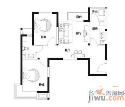 建业枫林上院2室2厅1卫76.7㎡户型图