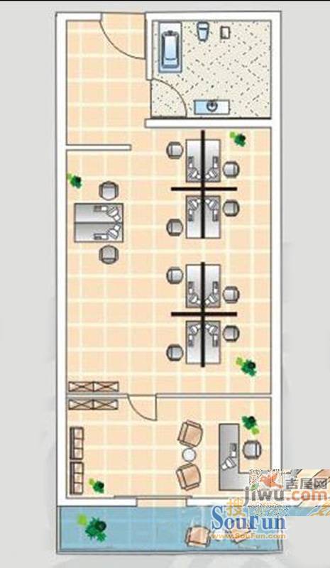 鸿森广场A座1室1厅1卫45㎡户型图