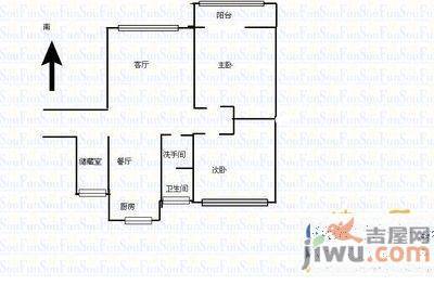 隆福国际2室1厅1卫92㎡户型图