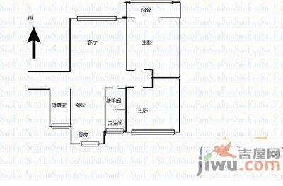 隆福国际2室1厅1卫92㎡户型图