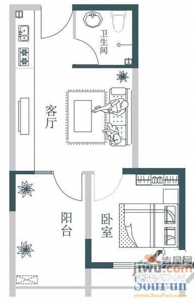 发展南郡3室2厅1卫136㎡户型图