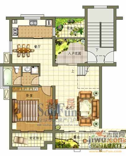 一处庭院3室2厅2卫户型图