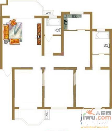 裕华第九城市2室1厅1卫60㎡户型图