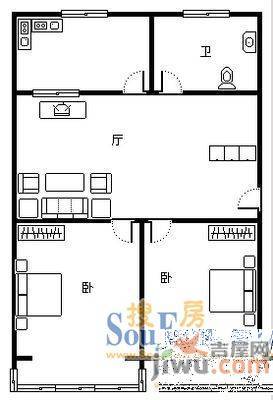 海森陈伍园景湾3室1厅1卫户型图