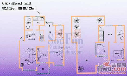 正弘春晓4室3厅3卫186.1㎡户型图