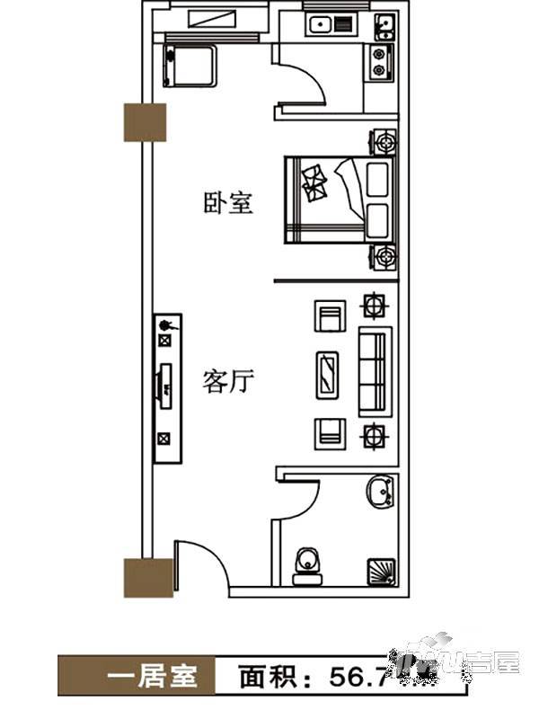 富田太阳城2室2厅1卫99㎡户型图