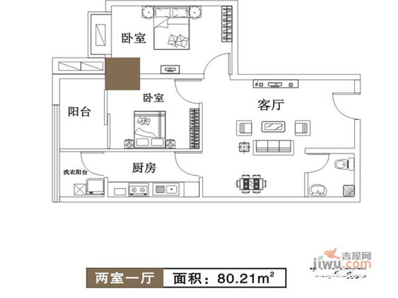 富田太阳城2室2厅1卫99㎡户型图