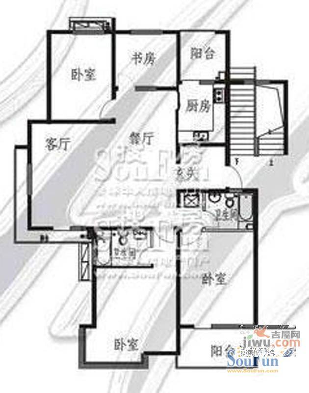 郑州国际城4室2厅1卫154.4㎡户型图