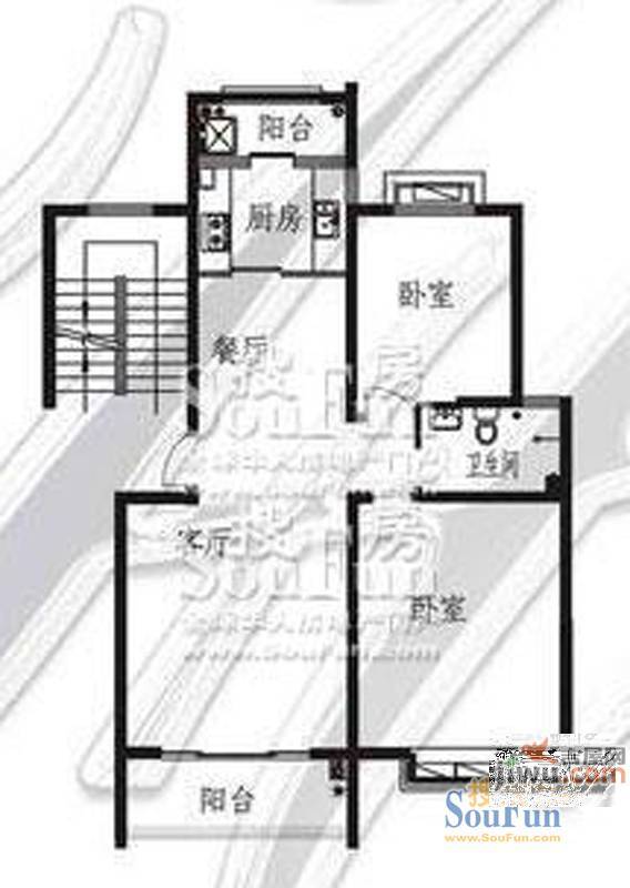 郑州国际城2室2厅1卫99.3㎡户型图