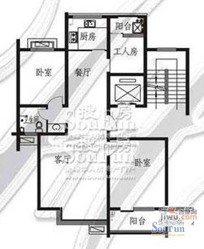 郑州国际城3室2厅1卫户型图