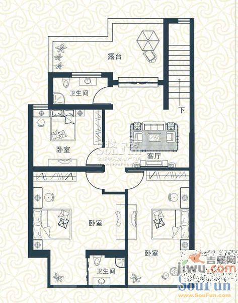 摩尔花园3室2厅2卫136㎡户型图