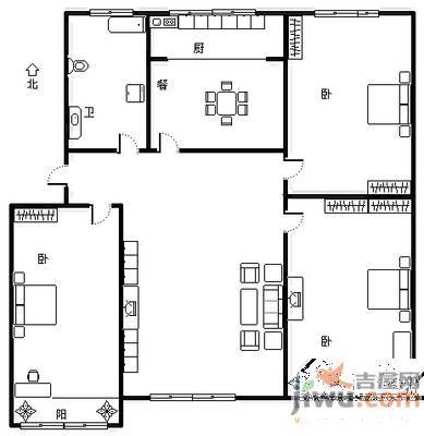 摩尔花园3室2厅2卫136㎡户型图