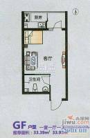 正商蔚蓝港湾1室1厅1卫33.4㎡户型图