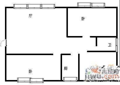 紫楠花园2室2厅1卫90㎡户型图