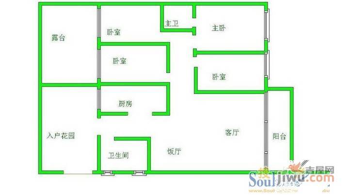 盛煌五环村3室2厅2卫120㎡户型图