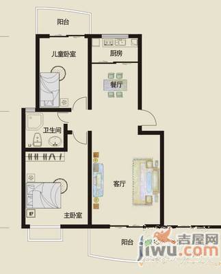 盛煌五环村3室2厅2卫120㎡户型图