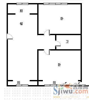 新希望澳园2室1厅1卫85.3㎡户型图