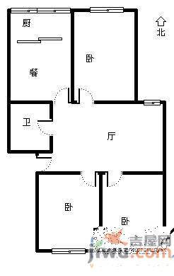 紫云小区3室2厅1卫96㎡户型图