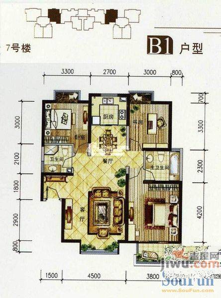 水岸鑫城二期2室2厅1卫户型图