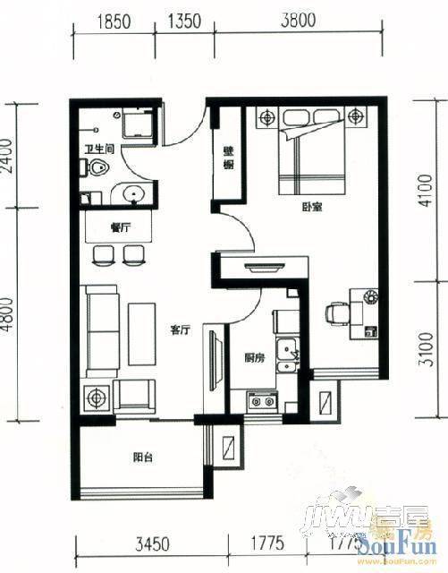 紫藤家园2室2厅1卫户型图