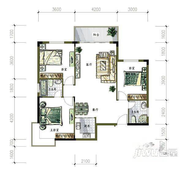 紫藤家园2室2厅1卫户型图