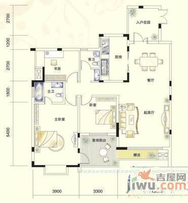 启明村2室2厅1卫83㎡户型图