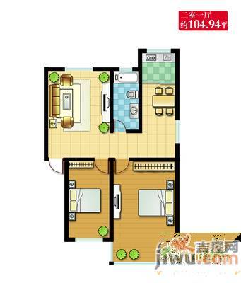 启明村2室2厅1卫83㎡户型图