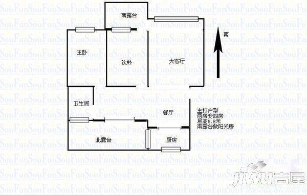 天骄名门2室2厅1卫户型图