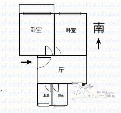 鑫苑中央花园西区1室1厅1卫42㎡户型图