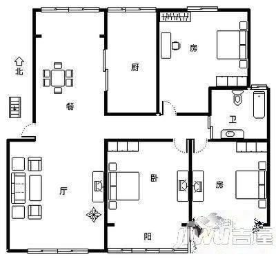 鑫苑中央花园西区1室1厅1卫42㎡户型图