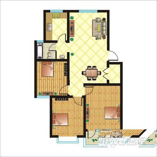 高新区金盾花园2室2厅1卫户型图