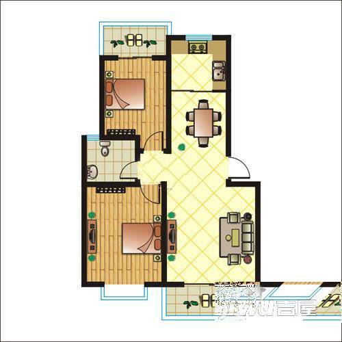 高新区金盾花园2室2厅1卫户型图